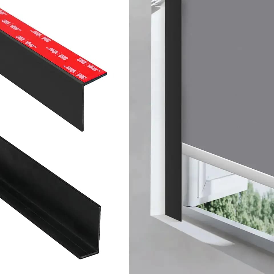 100% Light Blocking Strips Blackout L-Shaped PVC Dual-Side Tracks – for Cellular Blind, Window Roller Shades,Blinds & Window Shades – Easy to Install for Bedroom & Nursery (Black, 80", 2pcs)