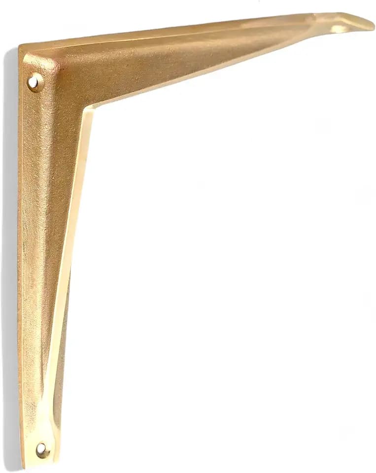 Decorative Brass Shelf Bracket | Antique Shelf Bracket for Shelving Modern L Shaped Design | Modern & Sleek Shelf Metallic Gold Finish, 3x4 Inches (1 pc)