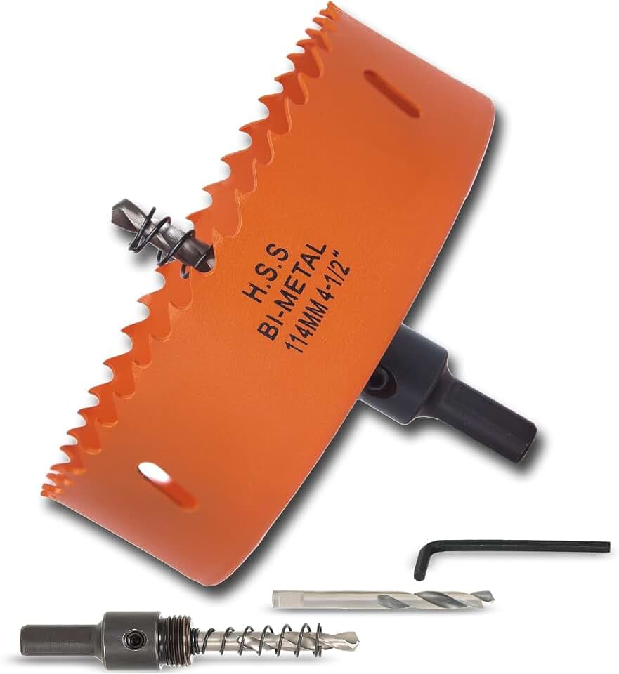 4-1/2 inch Hole Saw for Wood, Metal, Plastic & Drywall, with Arbor