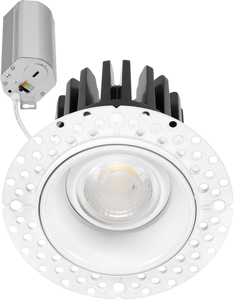 Maxxima 2" Trimless Recessed LED Eyeball Gimbal Downlight, 600 Lumens 5 CCT