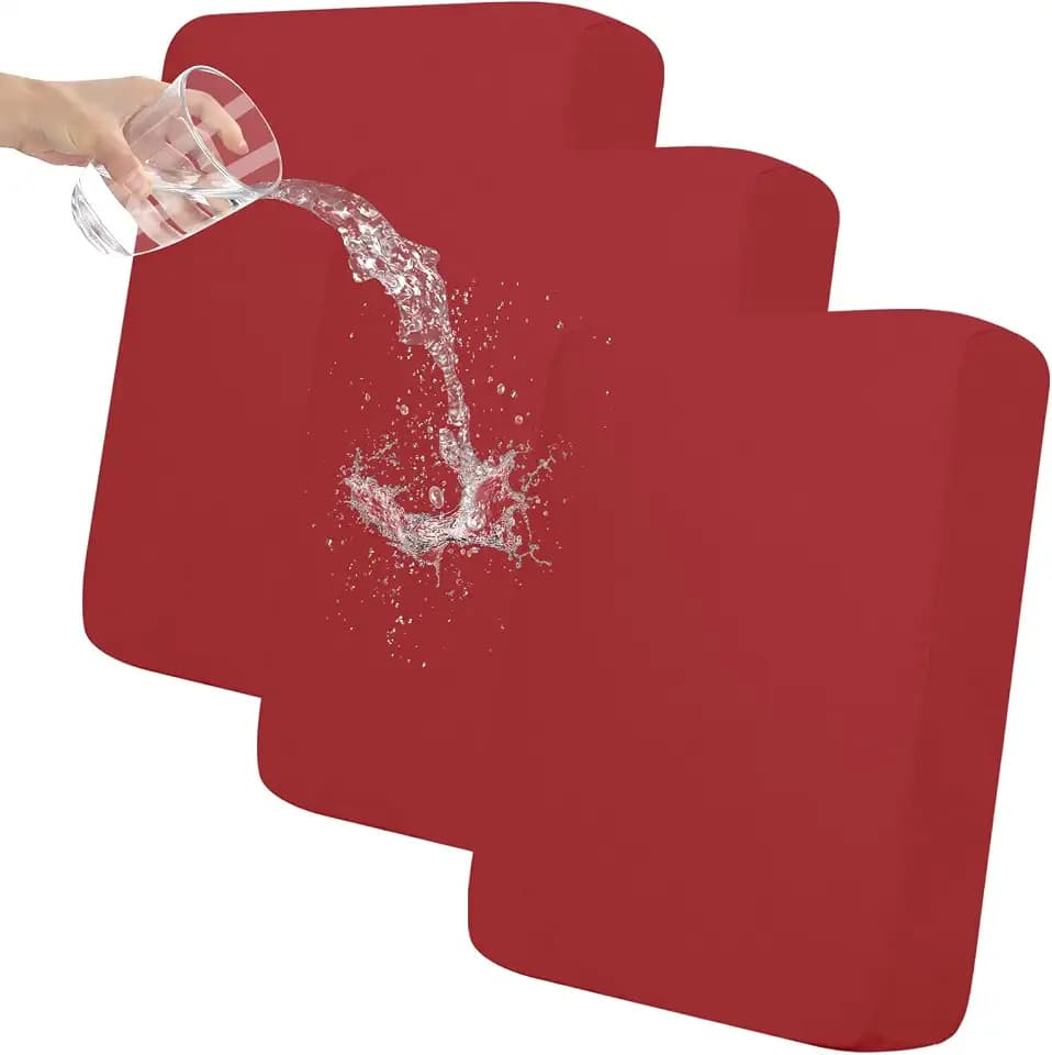 Easy-Going Waterproof 3-Piece Sofa Chair Cushion Cover Christmas Red