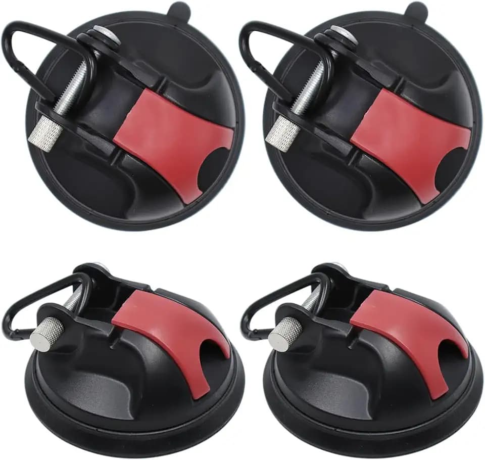 4 Stück Saugnapf Haken Set mit 4 Haken Saugnapf Anker Tragfähigkeit von 35 KG Starker Halt Set für Vorzelte, Camping, Wohnmobil, Motorhome Vorzelte