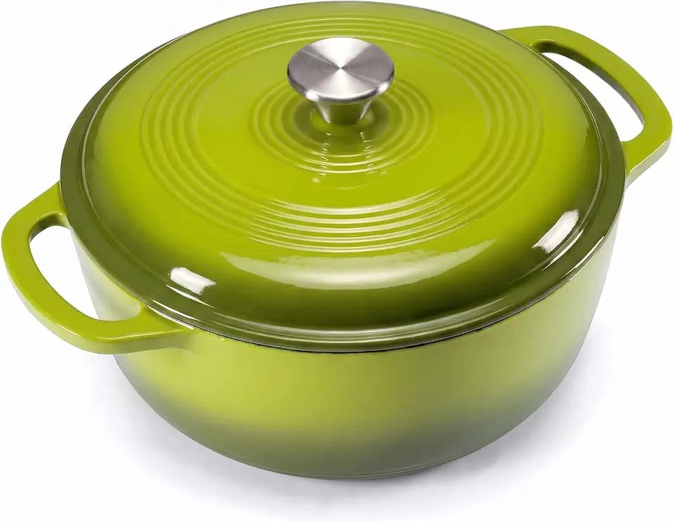 Sweetcrispy 6 Qt Enameled Cast Iron Dutch Oven Pot with Lid, Green