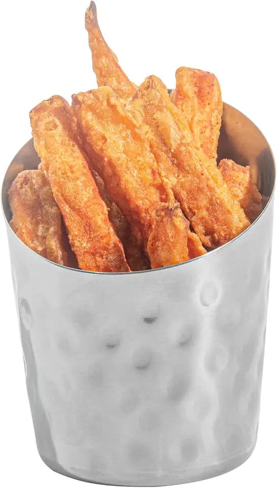 Restaurantware-Met Lux 3.4 Inch French Fry Cup, 1 Hammered French Fry Holder - Mirrored Finish, Durable, Stainless Steel Fry Cup, For Serving Chips, Onion Rings, Tater Tots, or Vegetables,