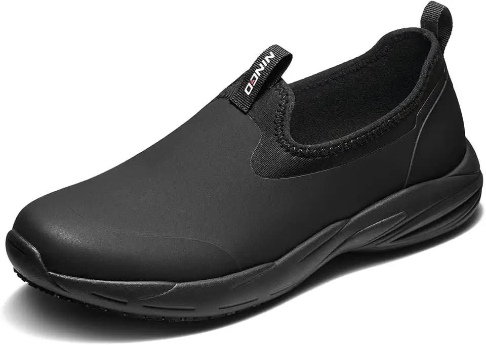 NINGO Non Slip Work Shoes for Men, Waterproof Slip On Kitchen Chef Shoes