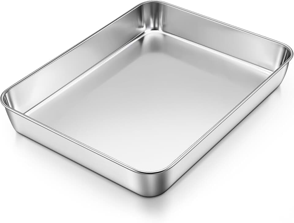 E-far Lasagna Pan, Stainless Steel Rectangular Cake Baking Pan, 12⅓x9¾x2"