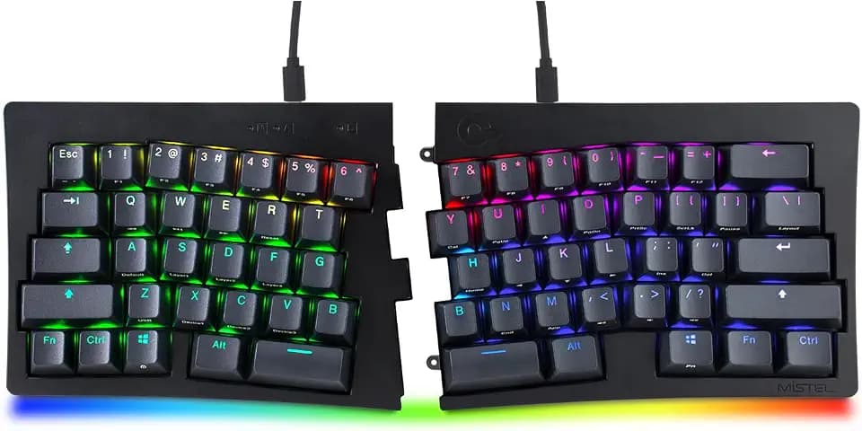 BAROCCOMiSTEL MD600 Alpha BT RGB Schwarz TKL Ergonomische Mechanische Tastatur, 60% Split-Alice Layout, PBT Double Shot Keycap (transparent), Bluetooth 5.0, Mac/Windows OS kompatibel, Cherry MX Silent