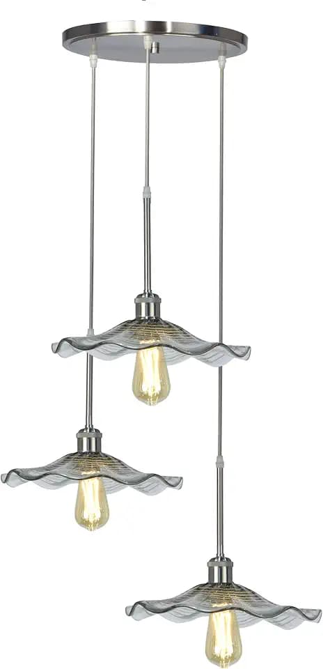 Dale Tiffany AH16069 Moree 3-Light Hand Blown Art Glass Pendant Hanging Fixture Lamp with Satin Nickel Finish Metal Base for Dining Room and Home Décor