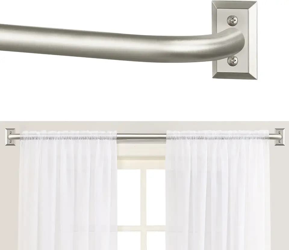 TANGWIN Wrap Around Blackout Curtain Rods,1" Heavy Duty 48-90",Satin Nickel
