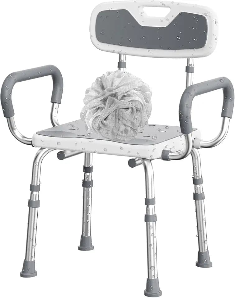 UNILEAF FSA HSA Eligible Shower Chair with Arms & Back, 300lb Aluminum Seat