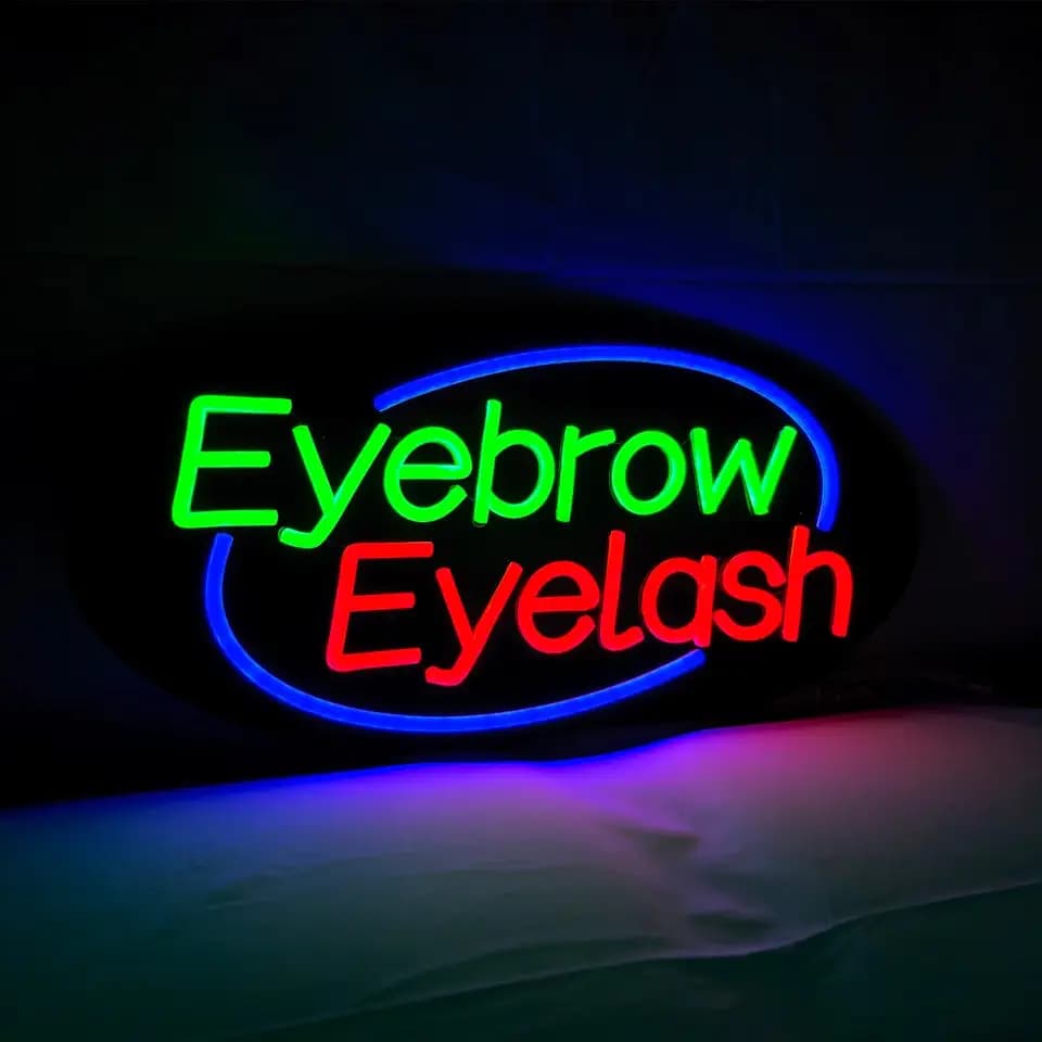 LED Eyebrow Eyelash Neon Sign, 20"x10", Brow Lash Bar & Beauty Salon Decor