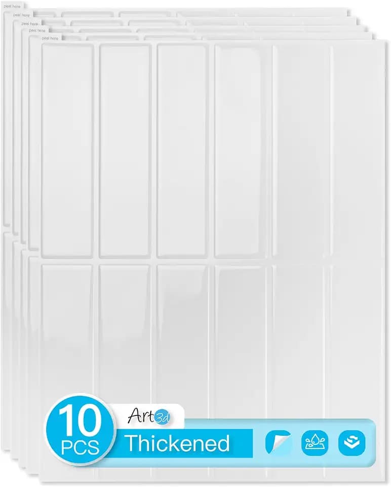 Art3d Subway Tile Peel and Stick Backsplash, 10-Pack, 11.4 x 9 Inch, White
