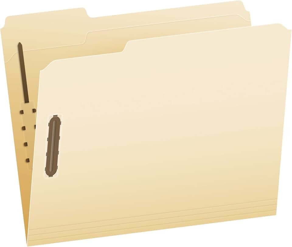 Pendaflex Fastener File Folders, 2 Fasteners, Pockets with Prongs, File Organizers for School, Home and Office, Letter Size, Manila, 1/3 Cut Tabs, in Left, Right, Center Positions, 50 Per Box (FM213)