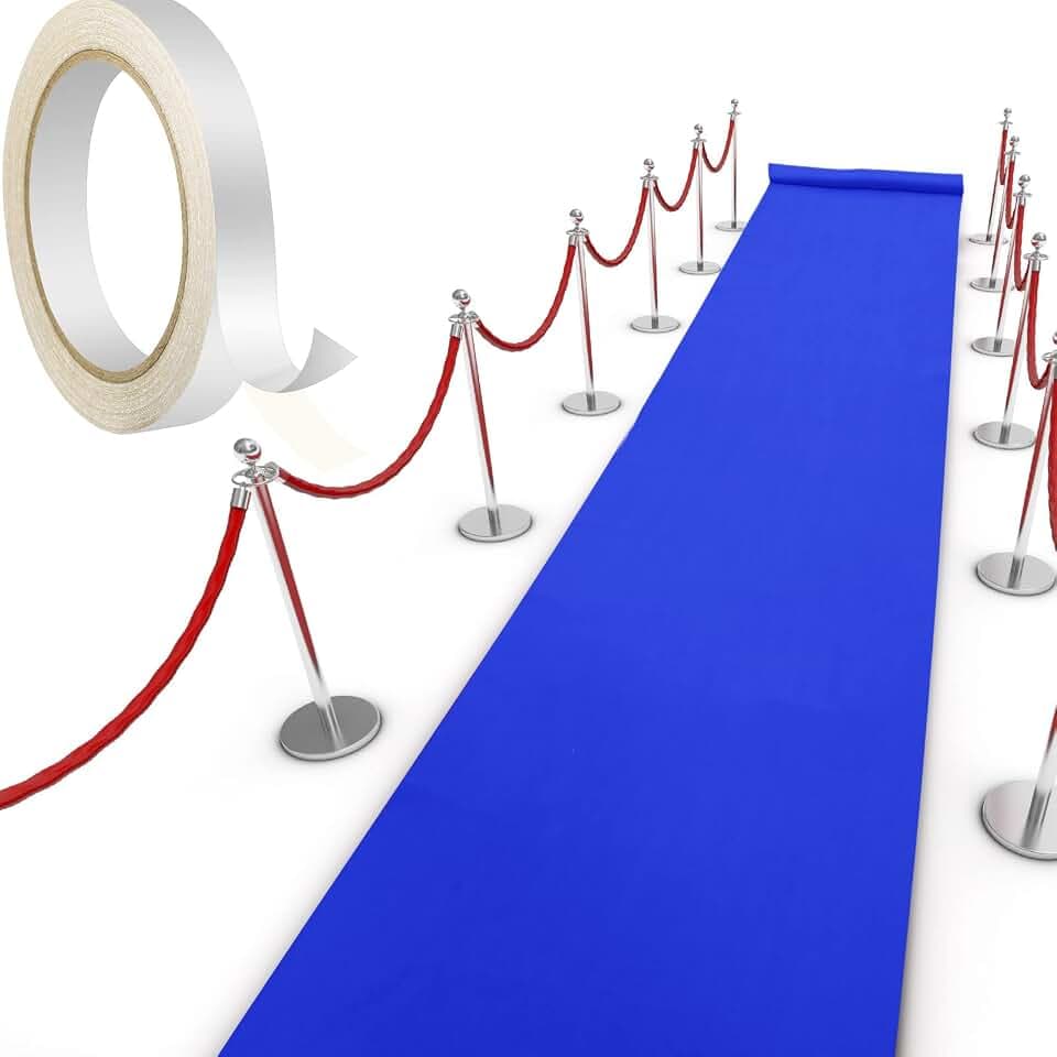 Royal Blue Carpet Runner for Wedding Party Aisle with Tape