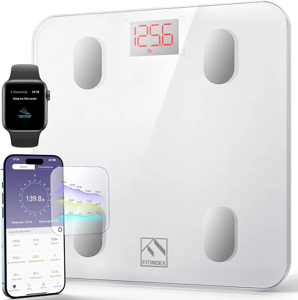 FITINDEX Smart Scale for Body Weight, BMI & Body Fat, 13 Metrics, Bluetooth