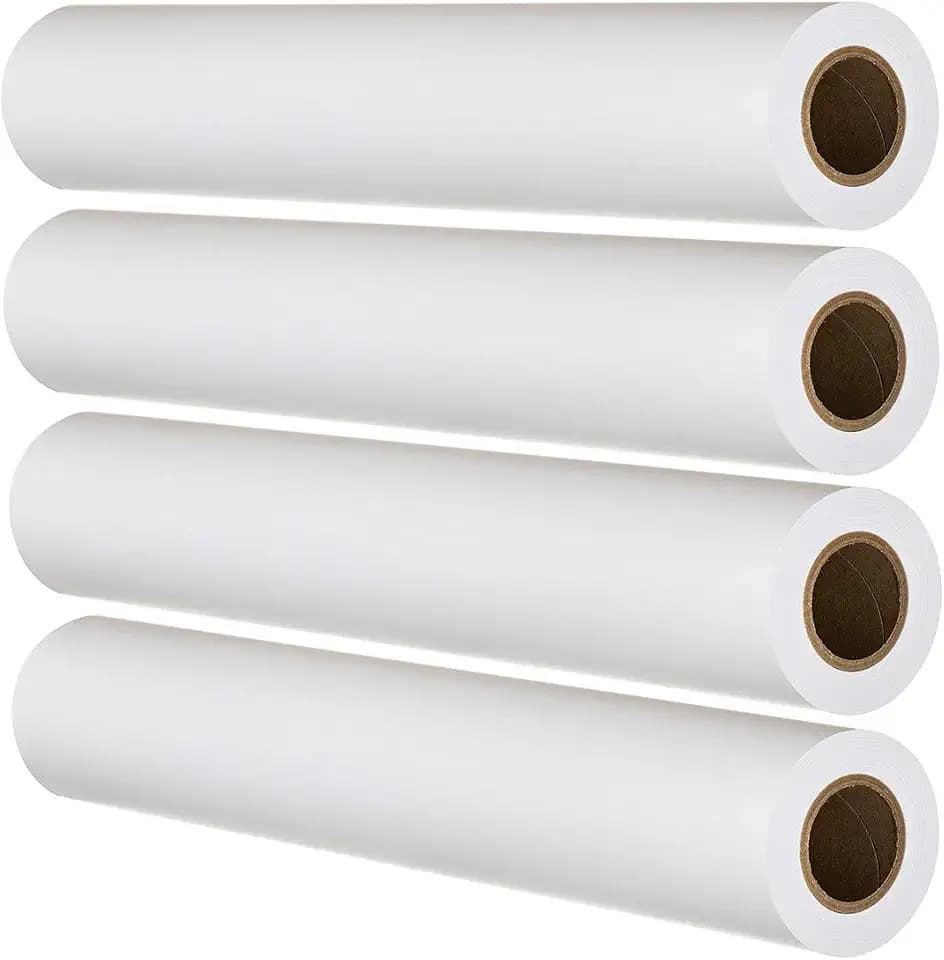 Super Grade CAD Paper Rolls (24” x 150', 20lb) | Ink Jet Bond Rolls With 2” Core | Ultra-White, Wood-Free 80GSM Plotter Paper For Engineers, Architects, Copy Service Shops (4 ROLLS)