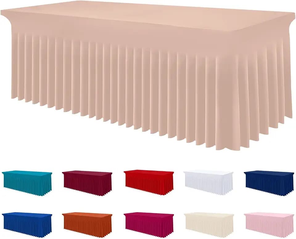 Smiry Spandex Elastic Fitted Table Cloth Skirt for 6FT Rectangle Table