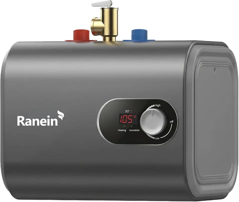 Ranein 2.5 Gallons Grey Electric Mini Tank Water Heater, Horizontal Design