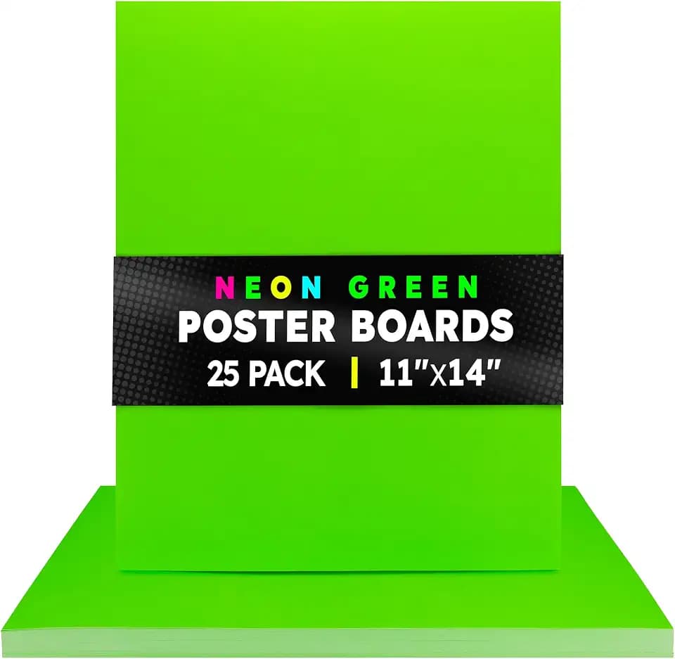 Hygloss Poster Board 11 x 14, 25 Pack Neon Green, Colored Posterboard