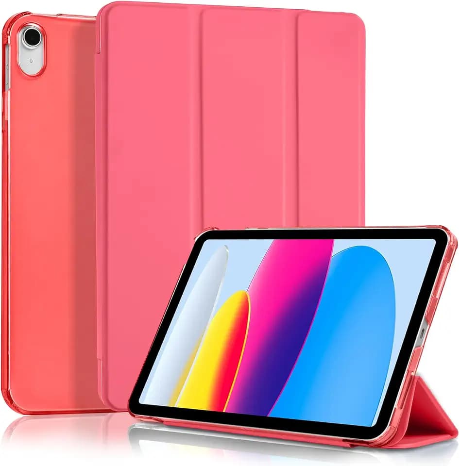 Hülle für iPad A16 11. Generation 11 Zoll 2025, iPad 10 Generation 10.9 Zoll 2022, Dünne Leichte Hart Schutzhülle Smart Case Cover, Transluzente Matt Rückseite Tablet Hülle, Wassermelone Rot