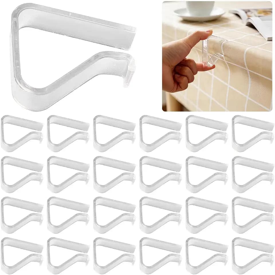 24 Pieces Transparent Clear Tablecloth Clips, Plastic Table Cloth Clips,Windproof Table Cover Holder Clamps,Table Cloth Holder for Home Wedding Party Christmas Outdoor Indoor Picnic Camping(Large)