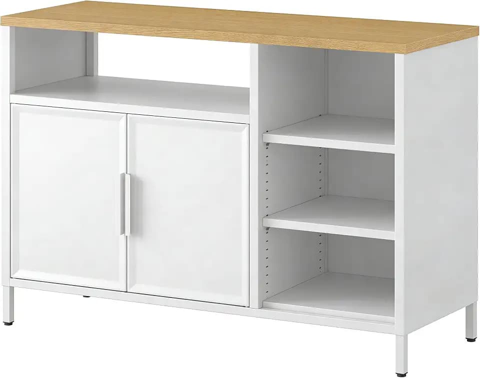 YITAHOME Aufbewahrungsschrank, Metallschrank, Sideboard, Schrank mit Doppeltür, Magnetverschluss, verstellbare Einlegeböden, Stahlgestell