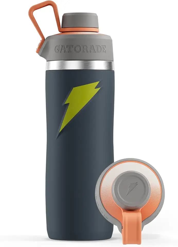 Gatorade 'Overtime' 32oz Stainless Steel Water Bottle, Twist Cap, Grey/Neon Yellow