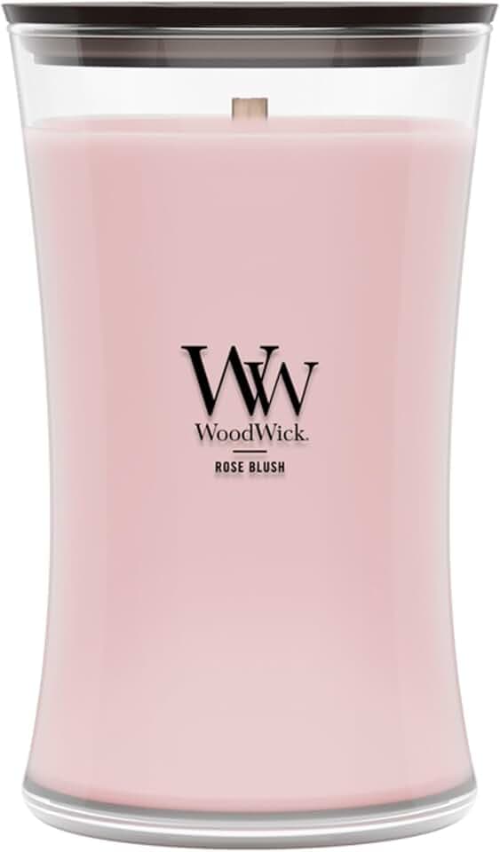 WoodWick Rose Blush Scented Candle, Crackling Wick, 21.5oz