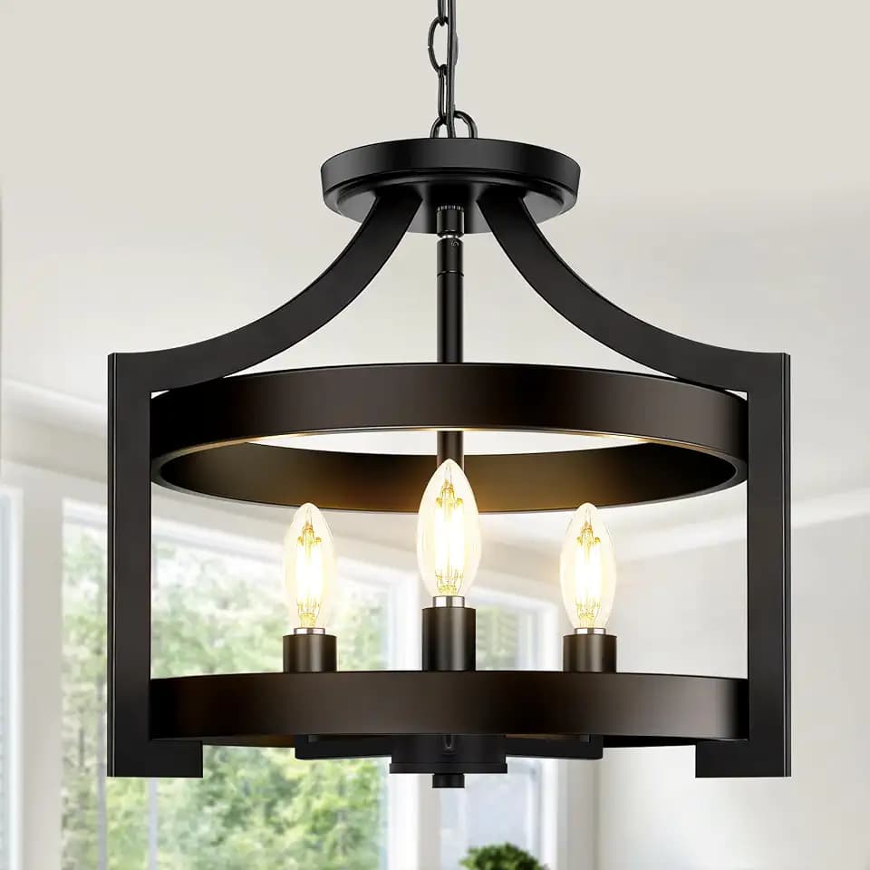 BesLowe 3-Light Semi Flush Mount Ceiling Light, Convertible Pendant Light