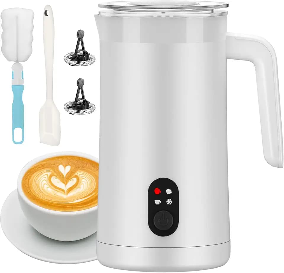Milk Frother, 13.5oz Large Capacity Electric Frother(White)