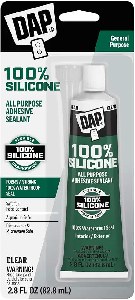DAP All Purpose 100% Silicone Adhesive Sealant, Clear, 2.8 oz (7079800755)
