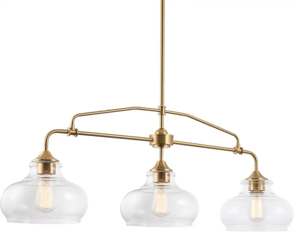 Kira Home Harlow 38" Modern Schoolhouse 3-Light Kitchen Island Light