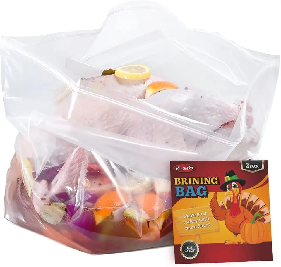 Turkey Brine Bags, 26"×22", 2 Pack, Holds up 35lbs, Thicker Brining Bags with Double Zip Lock & 2 Cotton Strings, Extra Large Brine Bag Fits for Turkey, Chicken, Beef, Fish, Lamb, Pork