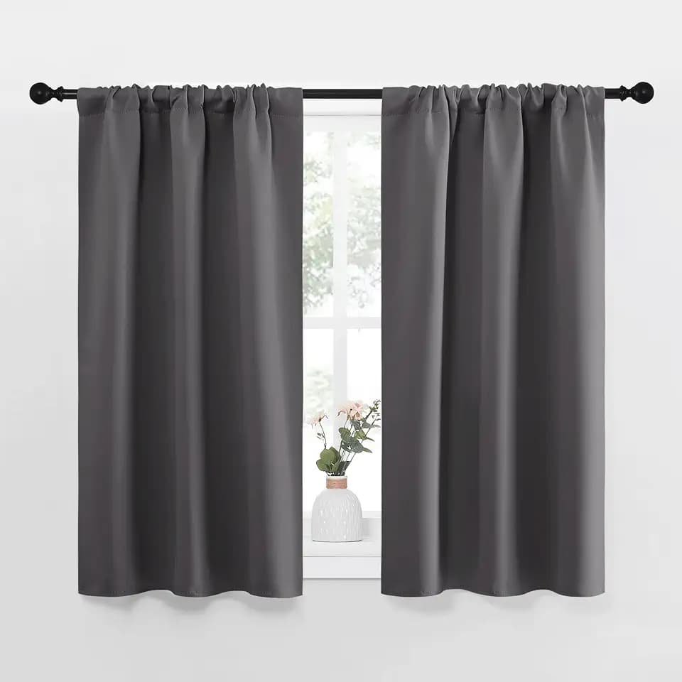 NICETOWN Grey Blackout Curtains for Bedroom 34" Wide x 45" Long 2 Panels