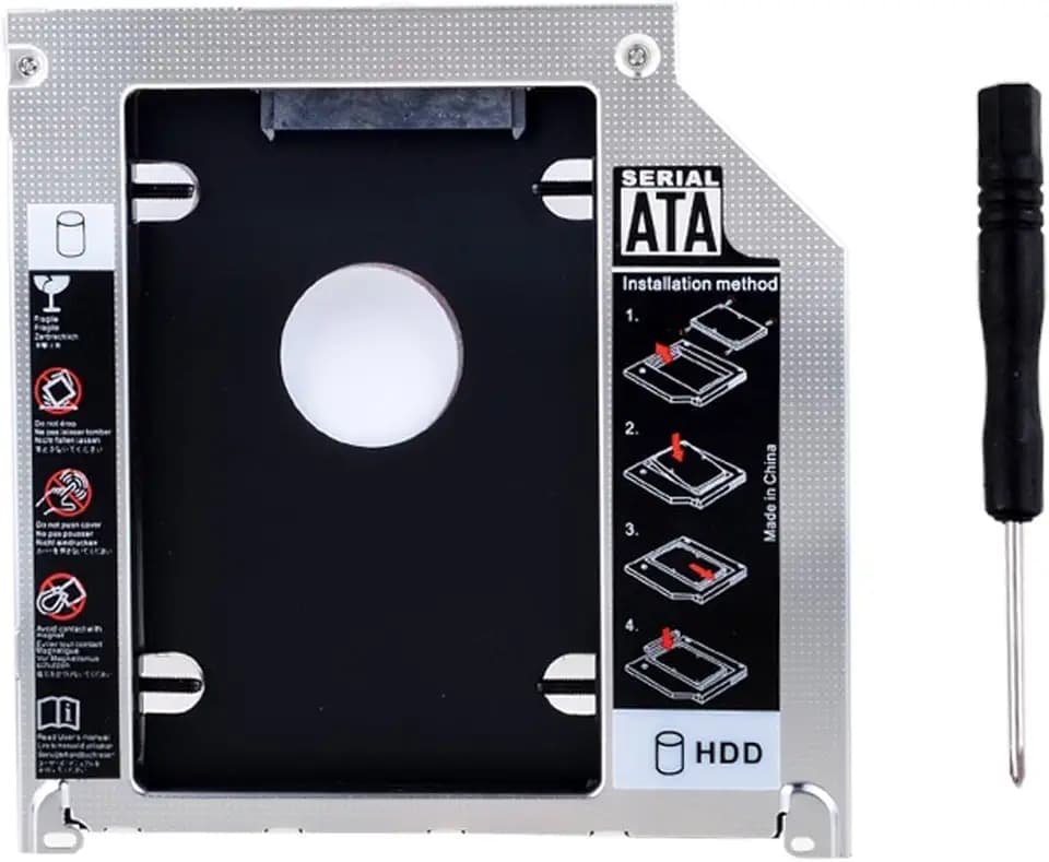 RGBS Festplatten-Caddy Tray 2nd HDD SSD Kit, kompatibel mit (2,5 Zoll) 9,5 mm, SATA HDD SSD 2nd HDD Adapter für Apple MacBook Pro, Unibody 13 15 17 SuperDrive, DVD-Laufwerk