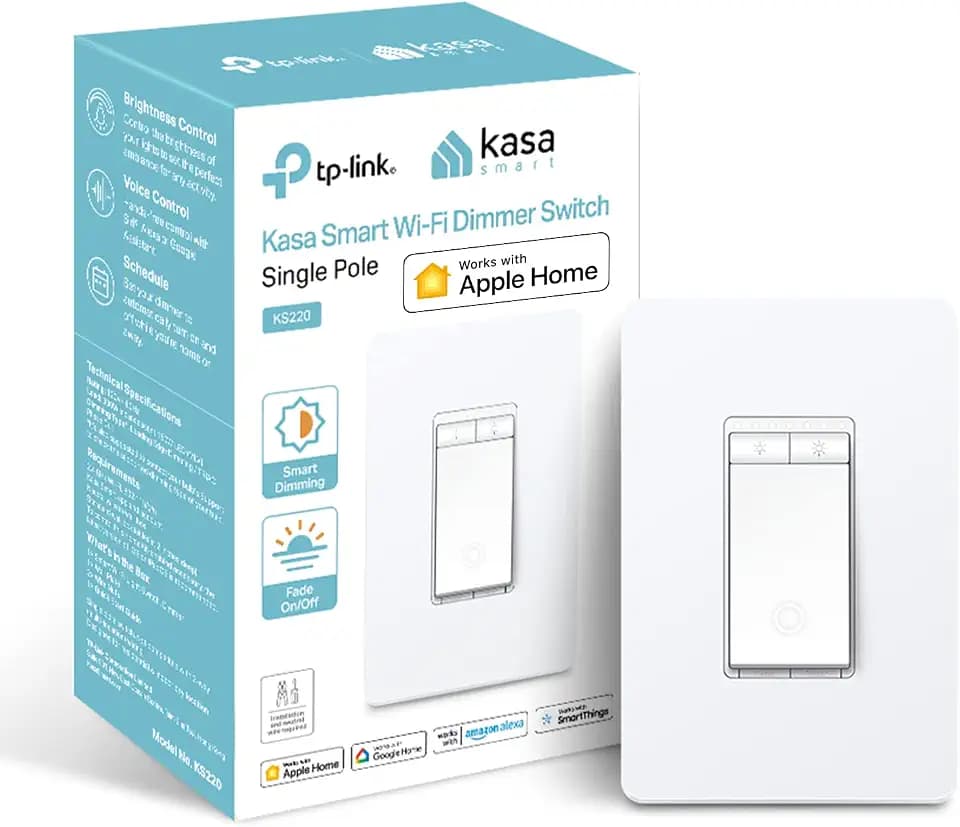 Kasa Apple HomeKit Smart Dimmer Switch, KS220, Single Pole Only