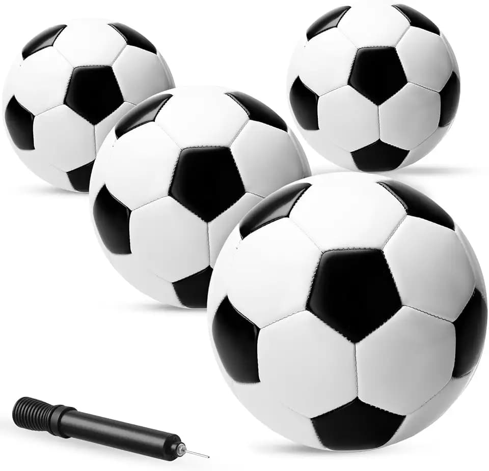 PlayBolt Black & White Soccer Balls - Sizes 2, 3, 4, 5, Pack of 1 or 4