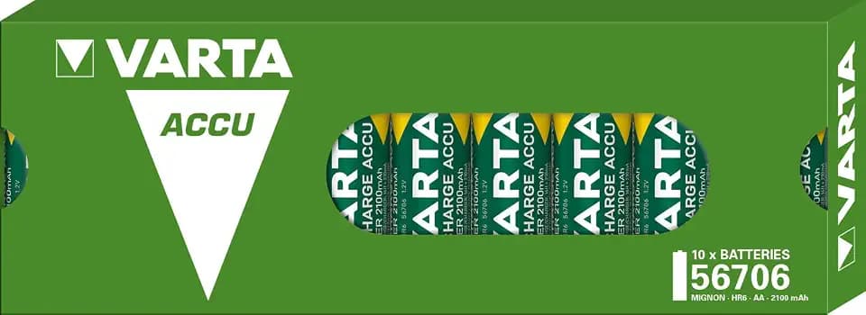 Varta 56706101111 Akku AA (2100 mAh), Grün, 10 Stück