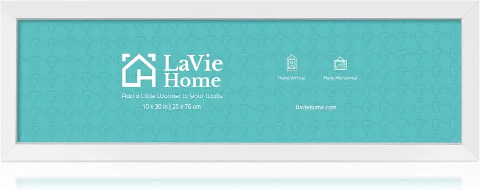 LaVie Home 10x30 Picture Frame White, Panoramic Picture Frame for Wall Decoration, Classic Black Minimalist Style Suitable for Decorating Houses, Offices, Hotels(1 Pack)