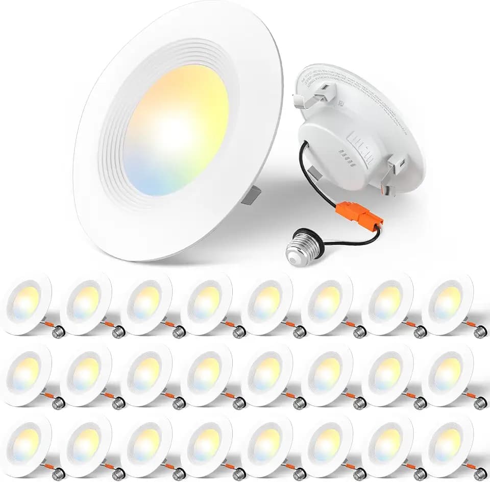Amico 24 Pack 4 inch 5CCT LED Recessed Lighting, Retrofit Can Lights, White