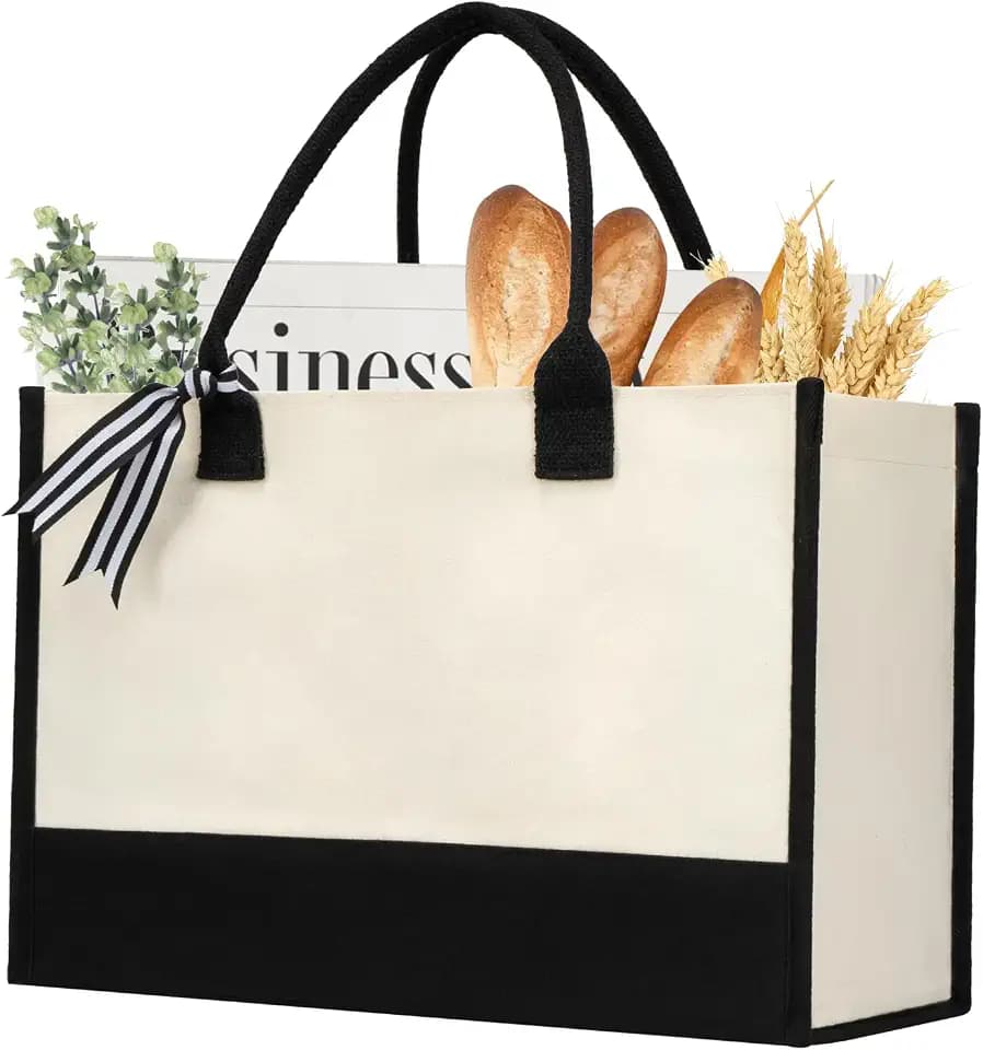 shenee Initial Canvas Tote Bag, Personalized Beach Bags Gift for Women