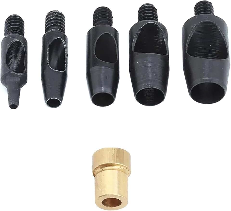 Leather Hole Punching Set 1mm, 3mm, 5mm, 7mm, 9mm Punch Dies for Hand Press Machine (Just Dies Without Press Machine)