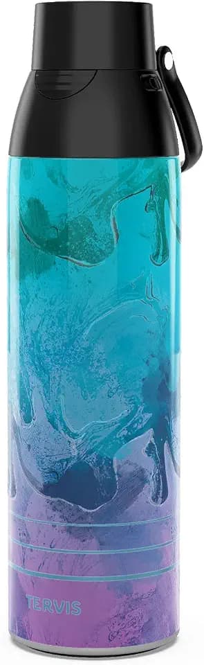 Tervis Venture Water Bottle Aurora Wave Triple Insulated Tumbler Travel Cup Keeps Drinks Cold & Hot, 26oz, Stainless Steel