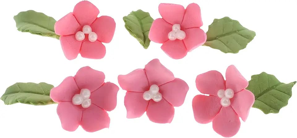 Global Sugar Art 24-Count Mini Pink Edible Flowers Cake Decorations