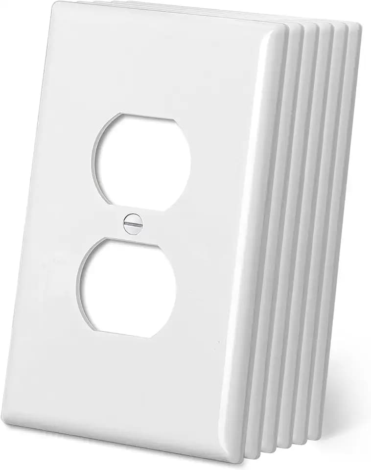 CML Oversized Duplex Outlet Covers, 6 Pack Jumbo Electrical Outlet Wall Plate, 1-Gang White Switch Plates, Dual Receptacle Faceplate, Over-Size 3.5” x 5.5”, Impact Resistant, ETL Listed