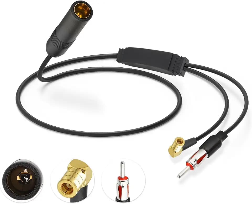 Eightwood DAB Antenne Splitter SMB Adapter DIN Stecker Auto Radio DAB+ Antenne für Auto Radio Pioneer Blaupunkt TechniSat Sony Alpine Clarion usw.