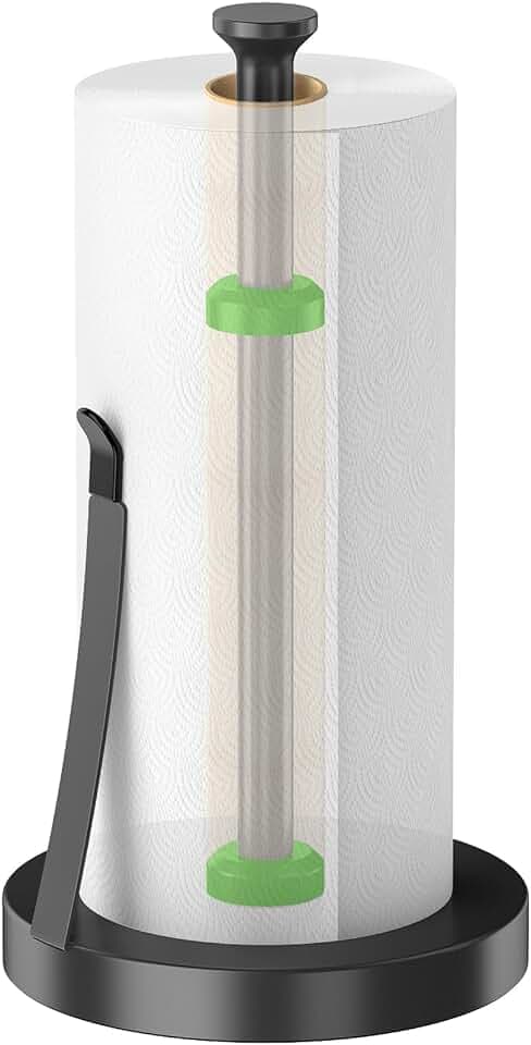 Jesginboo Countertop Paper Towel Holder for Kitchen, Black Tension Arm