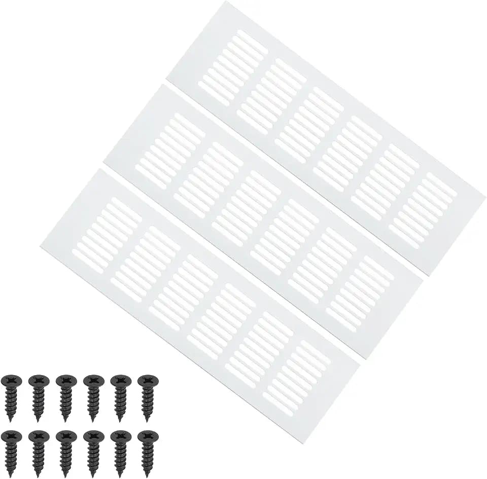 PATIKIL 10 x 3 Inch Door Air Vent Cover, 3 Pcs Heavy Duty Aluminum Grille Ventilation Cover Louvered with Mounting Screws for Cabinet Wardrobe Door, Silver
