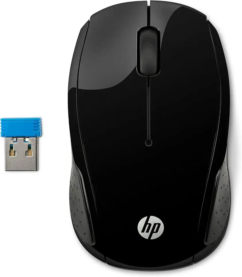 HP Wireless-Maus 200 – 2,4‑GHz Funkmaus mit 1000‑dpi Präzisionssensor, ergonomisch für Links- & Rechtshänder, 12 Monate Batterielaufzeit, sofort einsatzbereit, inkl. AAA‑Batterien – Schwarz