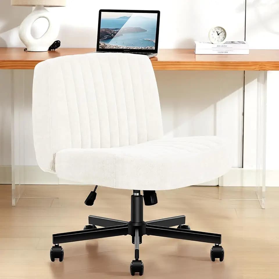 Criss Cross Chair,Thick Padded Cross Legged Office Chair,Cream